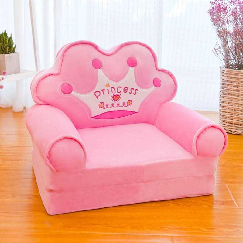 Children’s Storage Bench Foldable Animal Design Padded Velour Seat