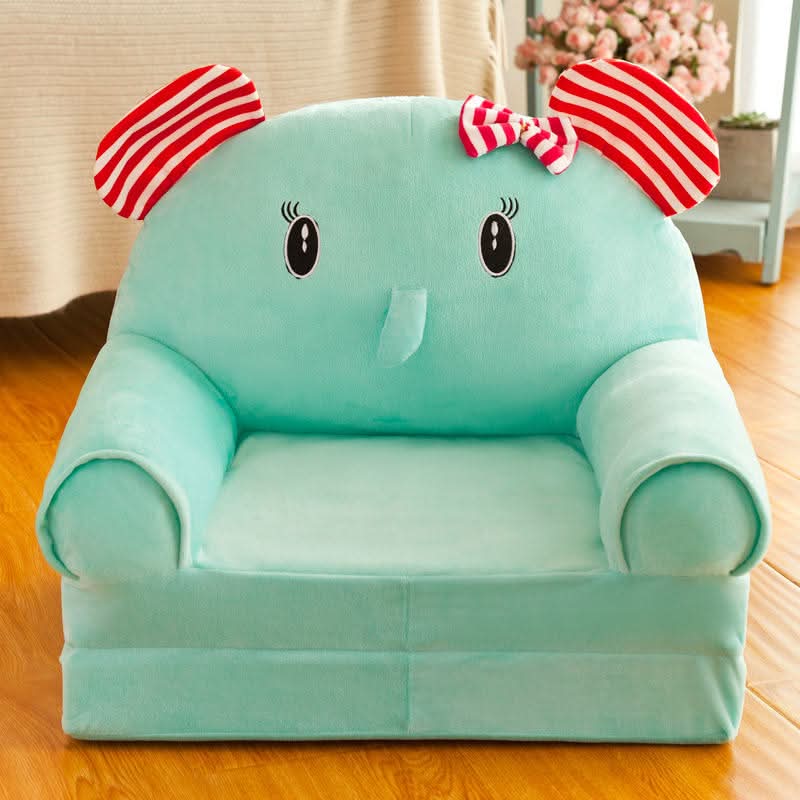 Children’s Storage Bench Foldable Animal Design Padded Velour Seat
