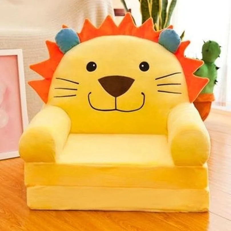 Children’s Storage Bench Foldable Animal Design Padded Velour Seat