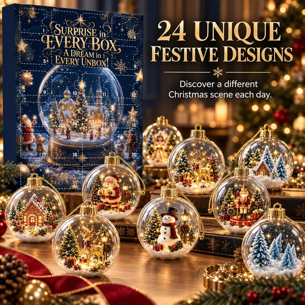 Christmas Bauble Advent Calendar 24-Day Countdown 24 Ornaments