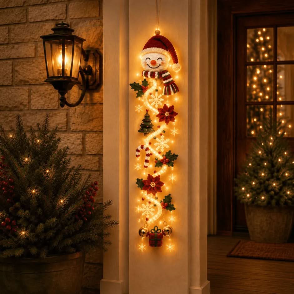 Christmas Door Decoration Warm Spiral Lighting Flat Design