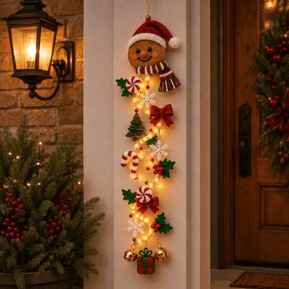 Christmas Door Decoration Warm Spiral Lighting Flat Design