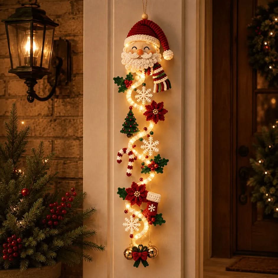 Christmas Door Decoration Warm Spiral Lighting Flat Design