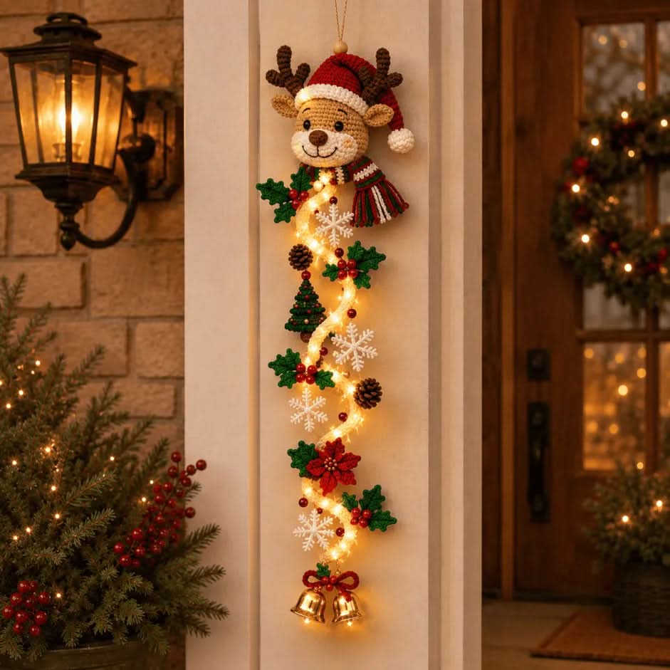 Christmas Door Decoration Warm Spiral Lighting Flat Design