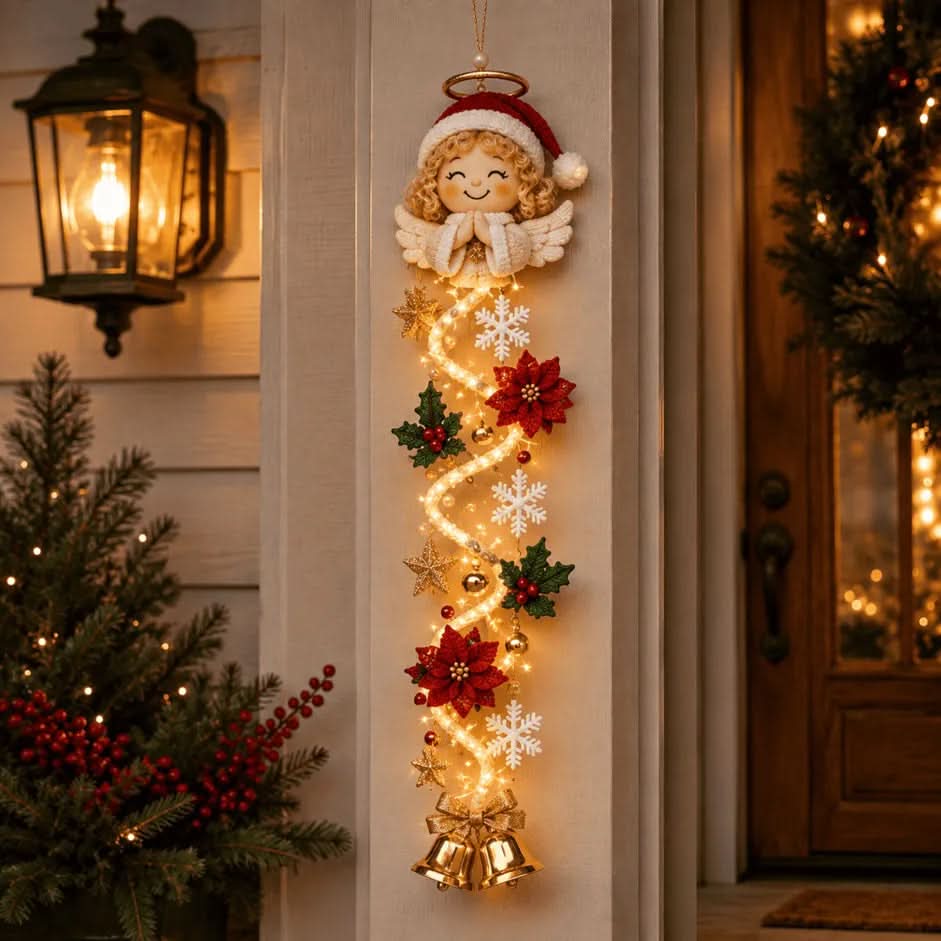 Christmas Door Decoration Warm Spiral Lighting Flat Design