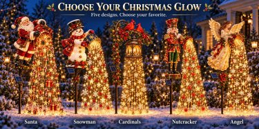 Christmas Garden Stake Lights Solar-Powered Cascading LED Lights