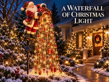 Christmas Garden Stake Lights Solar-Powered Cascading LED Lights