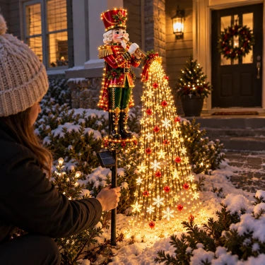 Christmas Garden Stake Lights Solar-Powered Cascading LED Lights