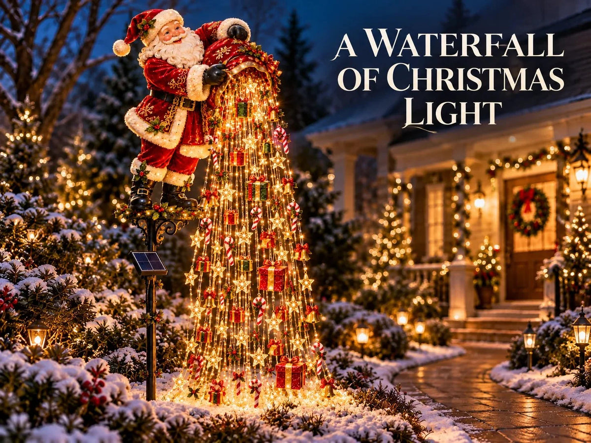 Christmas Garden Stake Lights Solar-Powered Cascading LED Lights