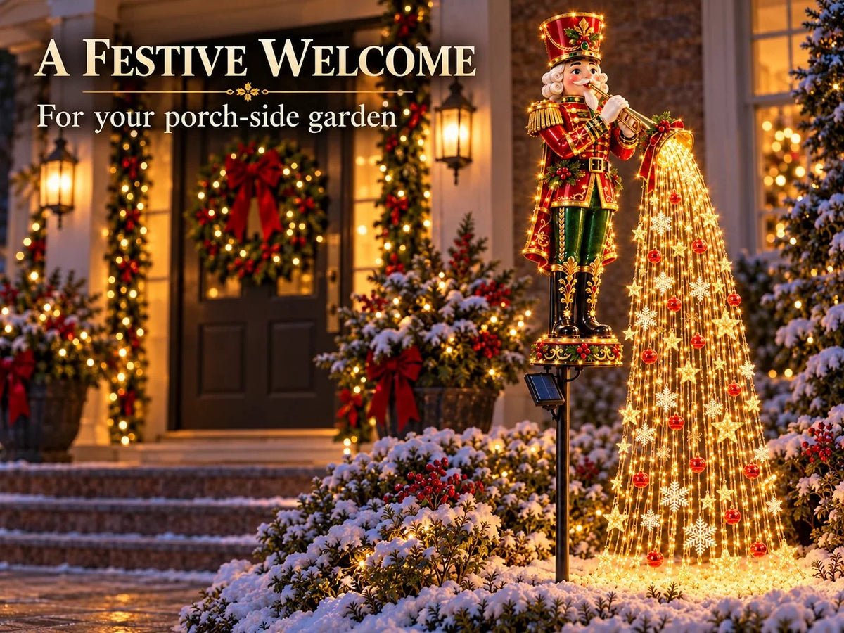 Christmas Garden Stake Lights Solar-Powered Cascading LED Lights