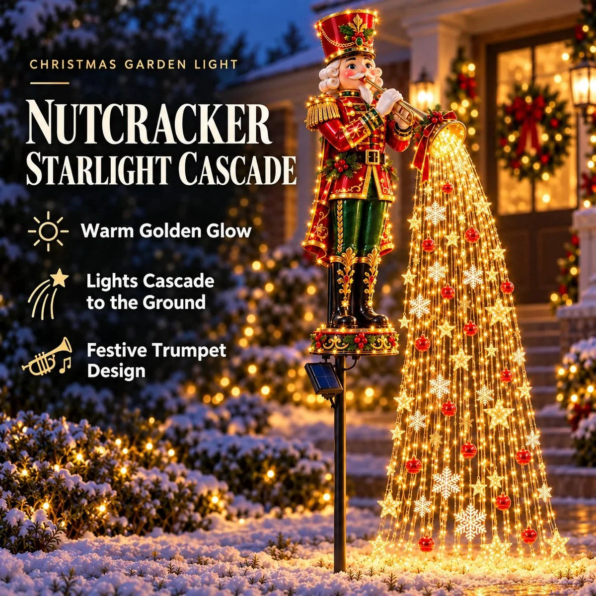 Christmas Garden Stake Lights Solar-Powered Cascading LED Lights