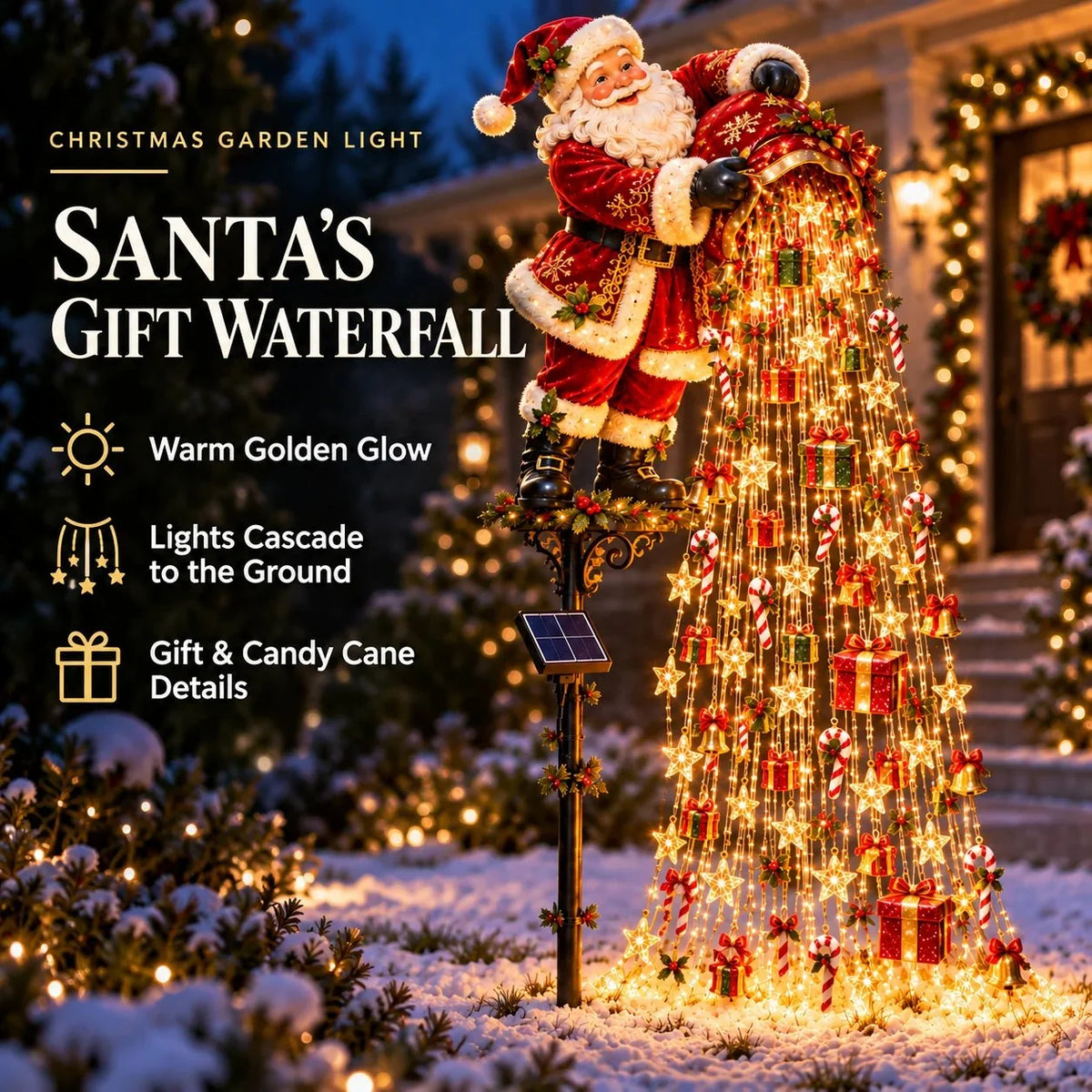 Christmas Garden Stake Lights Solar-Powered Cascading LED Lights