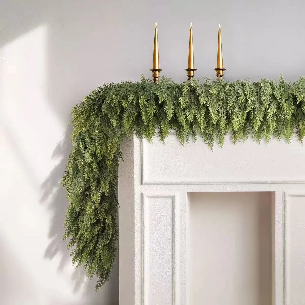Christmas Garland Artificial Cedar With Warm White LED Lights 78.7 Inch