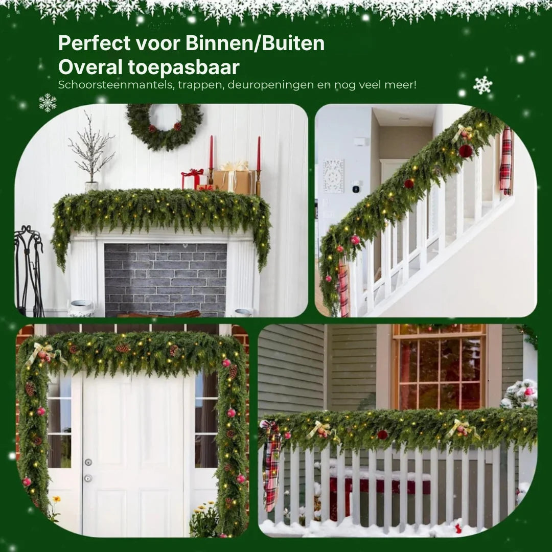 Christmas Garland Artificial Cedar With Warm White LED Lights 78.7 Inch