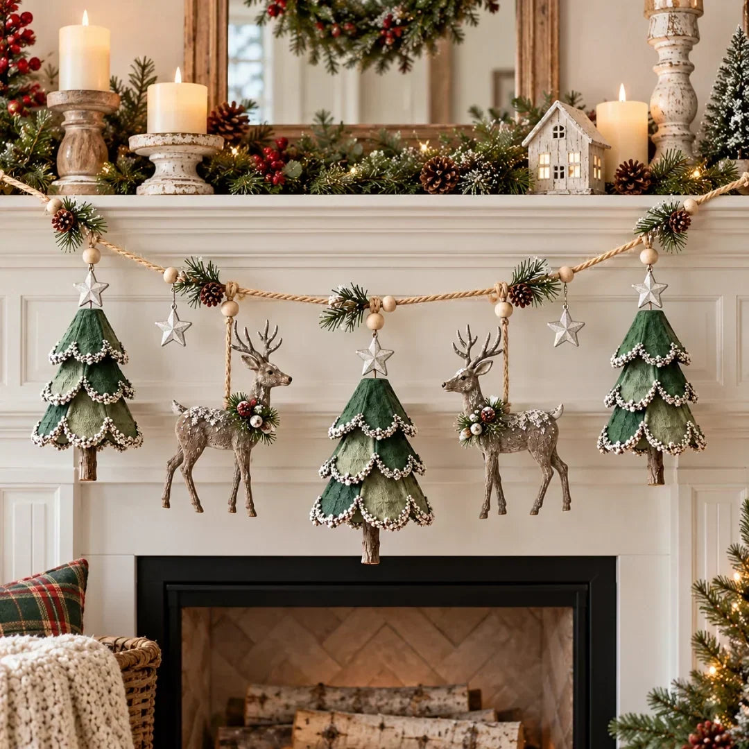 Christmas Garland Illuminated Woodland Deer Design