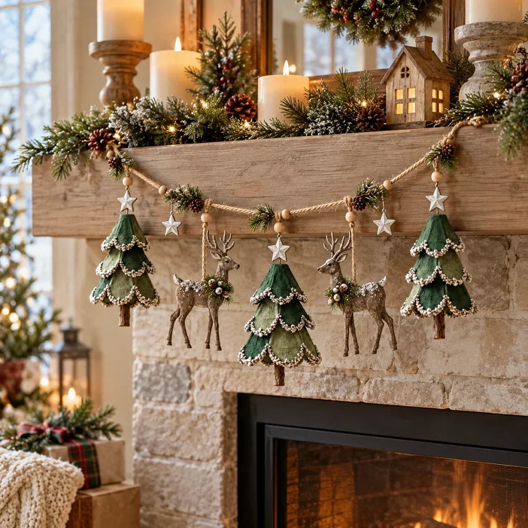 Christmas Garland Illuminated Woodland Deer Design