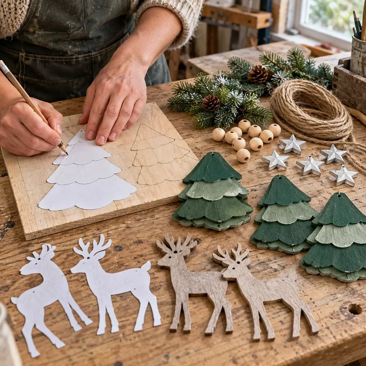 Christmas Garland Illuminated Woodland Deer Design