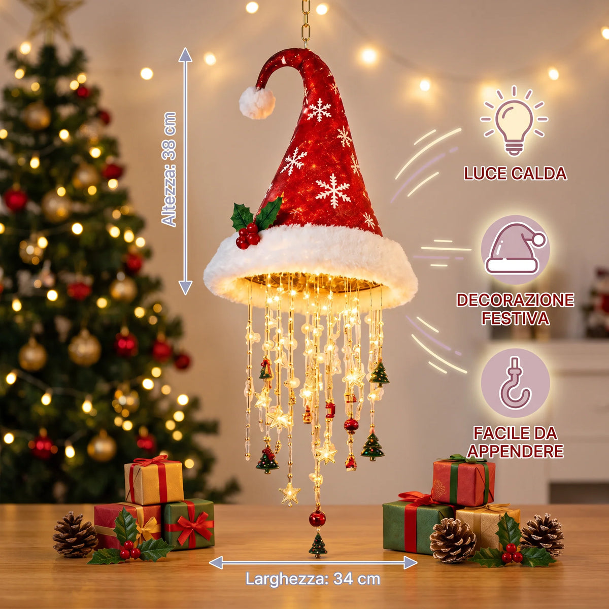 Christmas Hat LED String Lights Festive Party Accessory