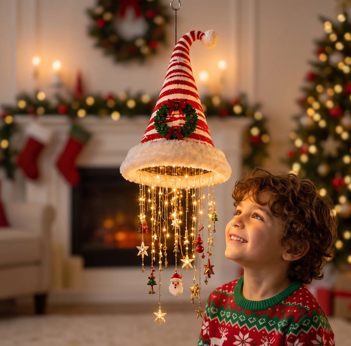 Christmas Hat LED String Lights Festive Party Accessory