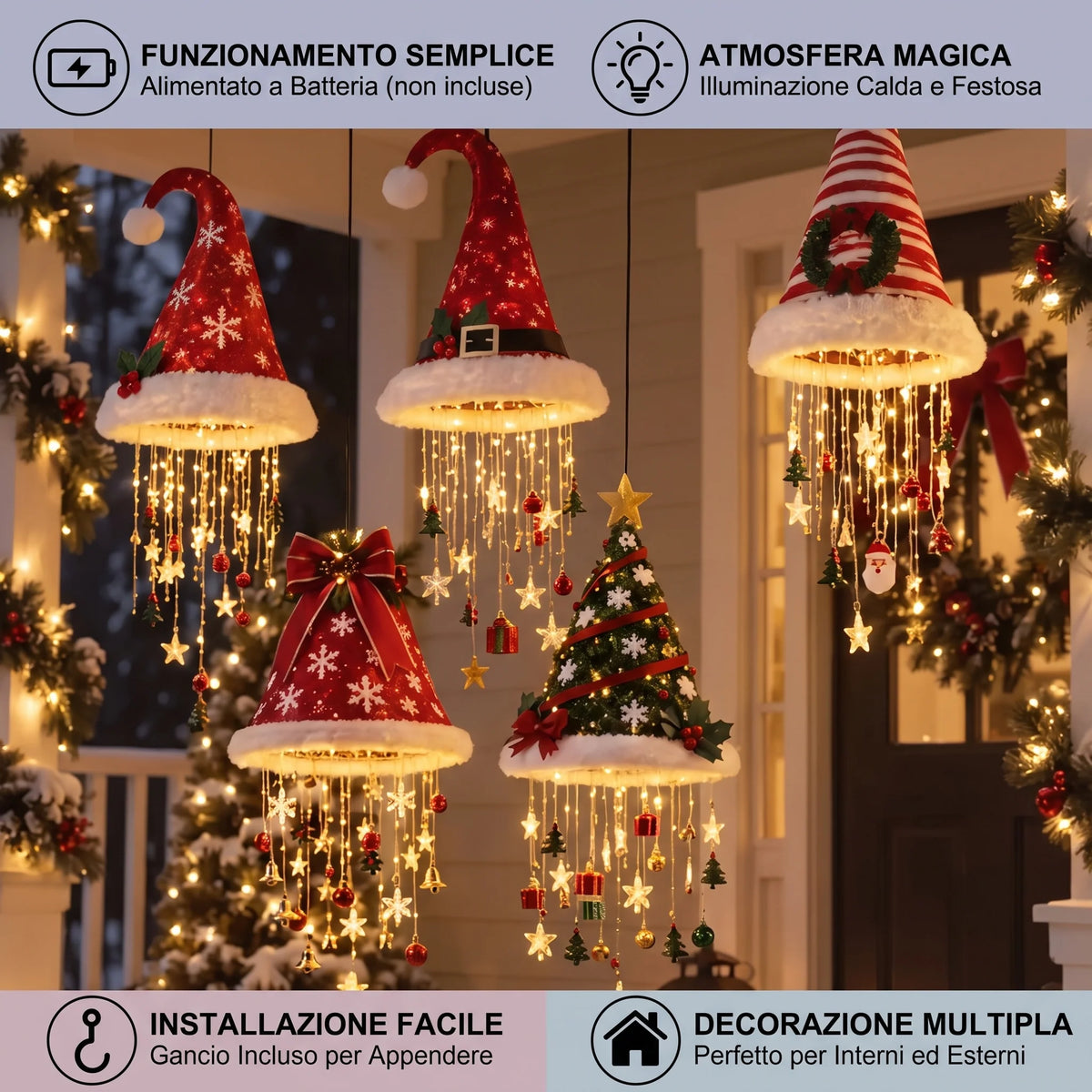 Christmas Hat LED String Lights Festive Party Accessory
