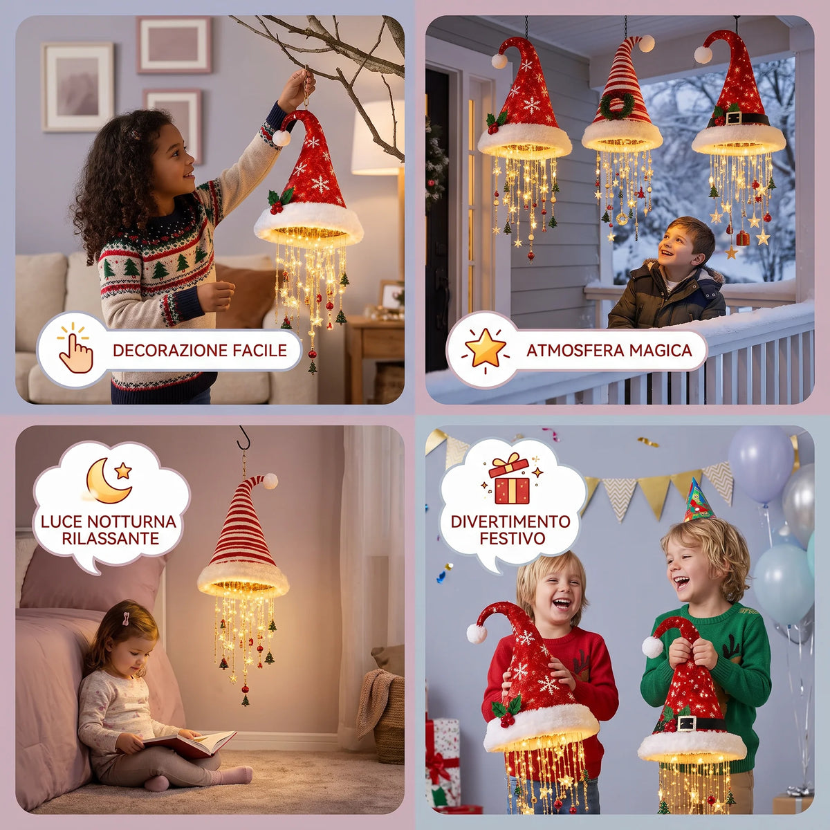 Christmas Hat LED String Lights Festive Party Accessory