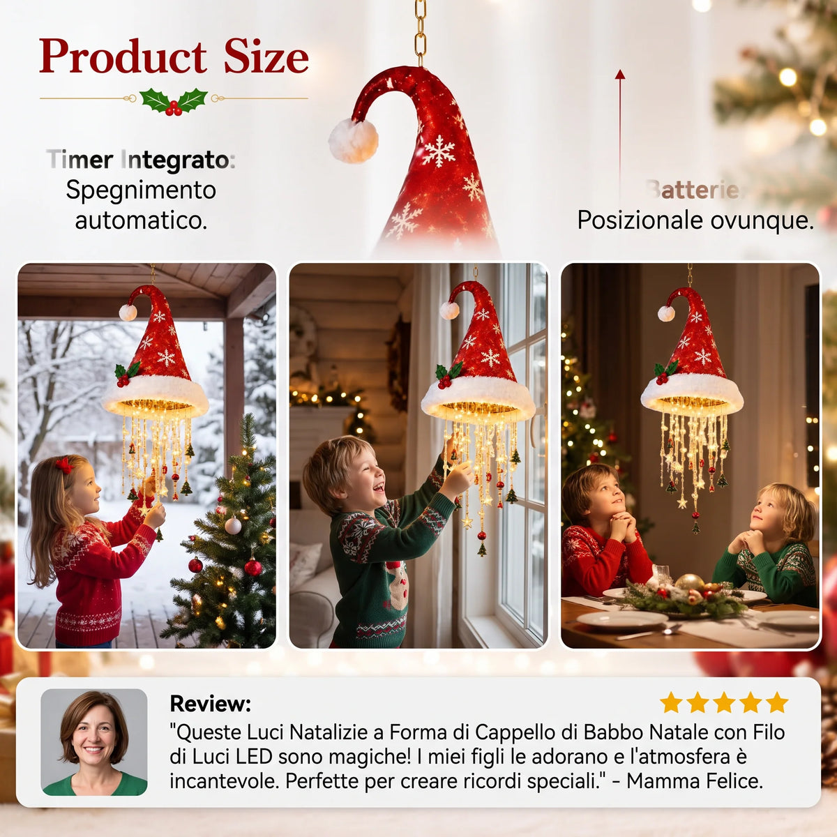 Christmas Hat LED String Lights Festive Party Accessory