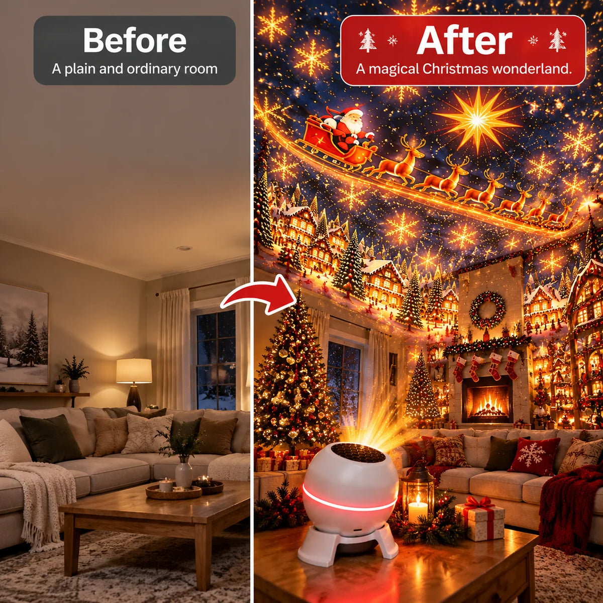Christmas Light Projector Moving USB-Powered Holiday Patterns
