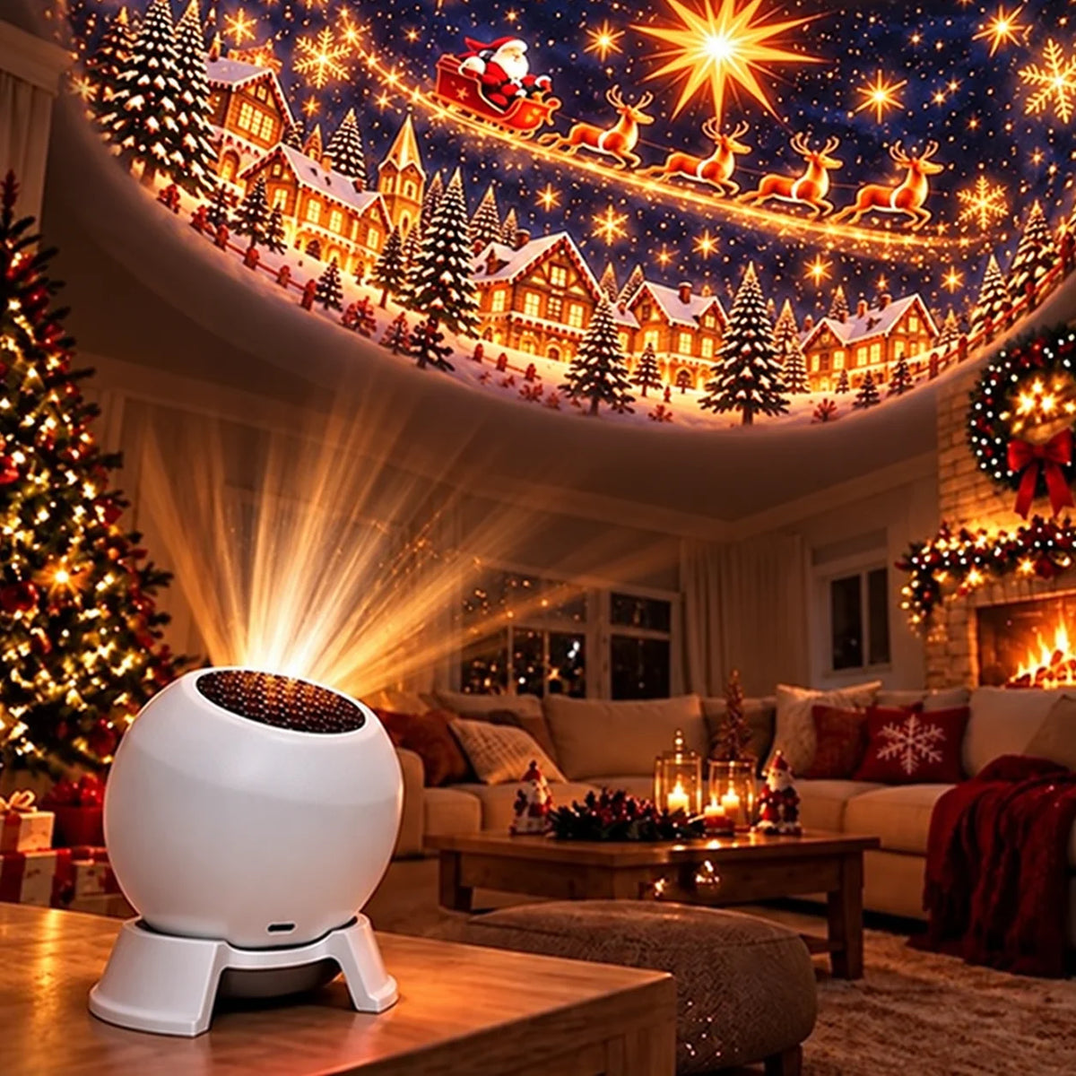 Christmas Projection Night Light USB-Powered Compact