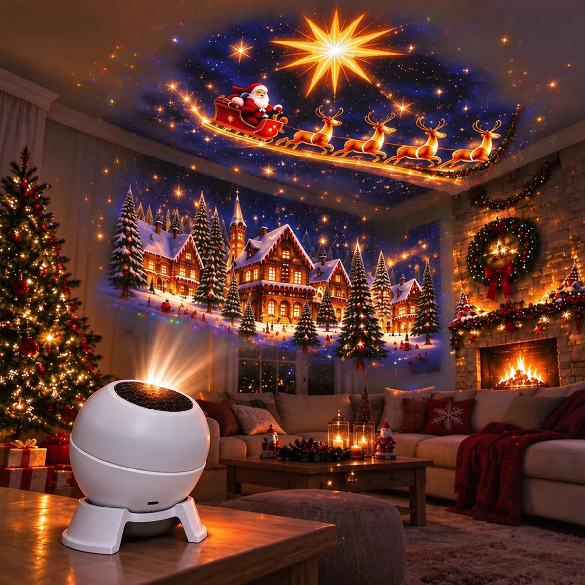 Christmas Projector Light USB-Powered Wall & Ceiling Projection