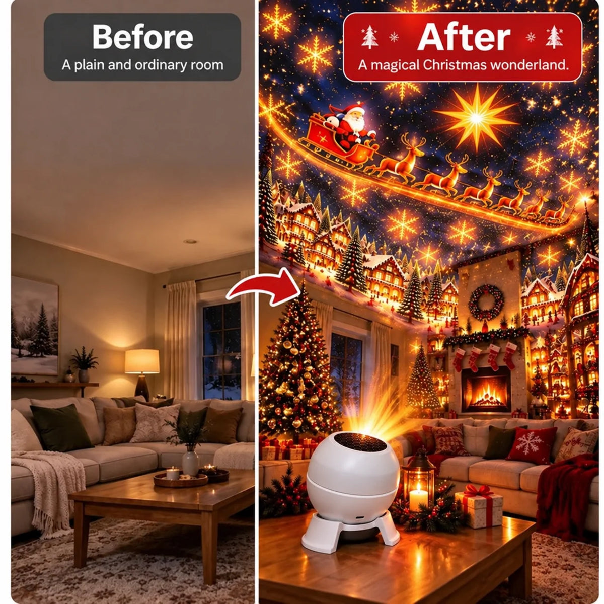 Christmas Projector Light USB Powered Wall & Ceiling Projections