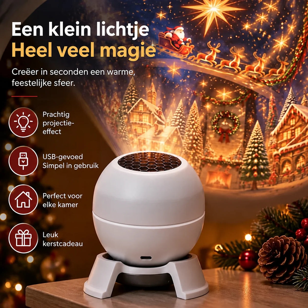 Christmas Projector Light USB-Powered Wall & Ceiling Projections