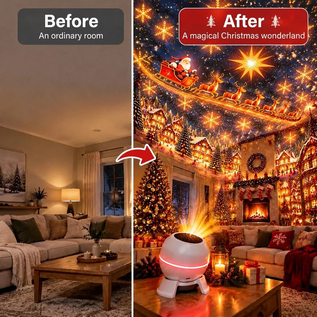 Christmas Projector Moving Holiday Patterns USB Powered Indoor Use