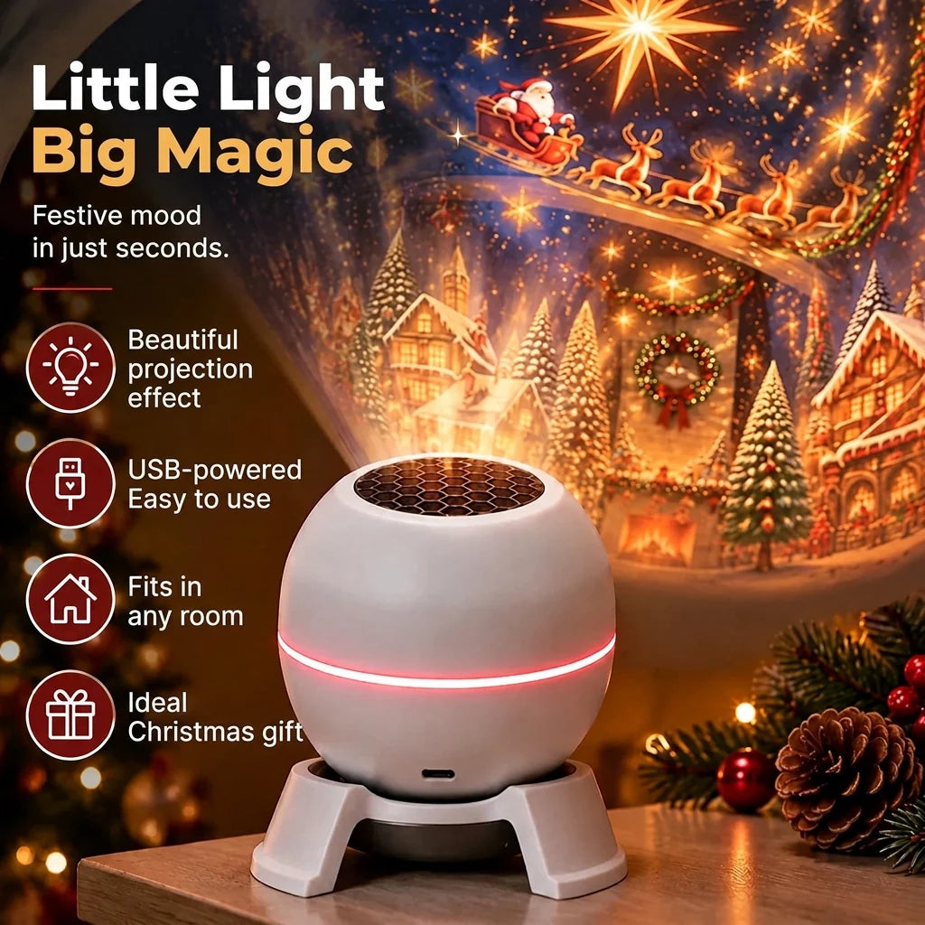 Christmas Projector Moving Holiday Patterns USB Powered Indoor Use
