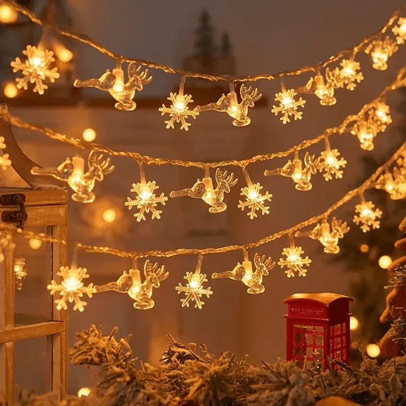 Christmas String Lights Battery-Powered LED Holiday Motifs