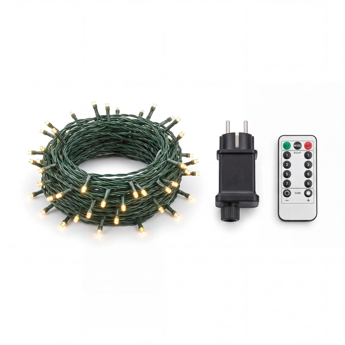 Christmas String Lights Dense LED Remote Control Dimmable Green Wire