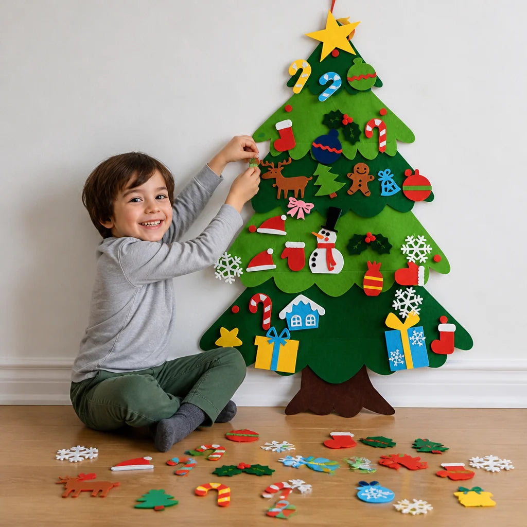 Christmas Tree Decorating Set Felt 32-Piece Repositionable Ornaments