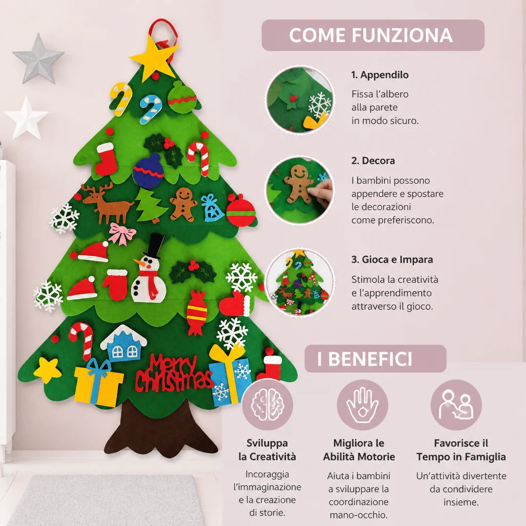 Christmas Tree Decorating Set Felt 32-Piece Repositionable Ornaments