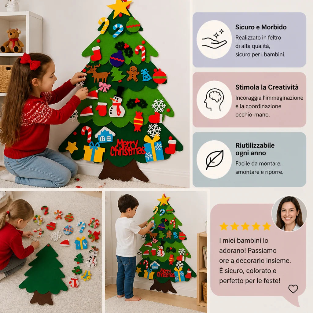 Christmas Tree Decorating Set Felt 32-Piece Repositionable Ornaments