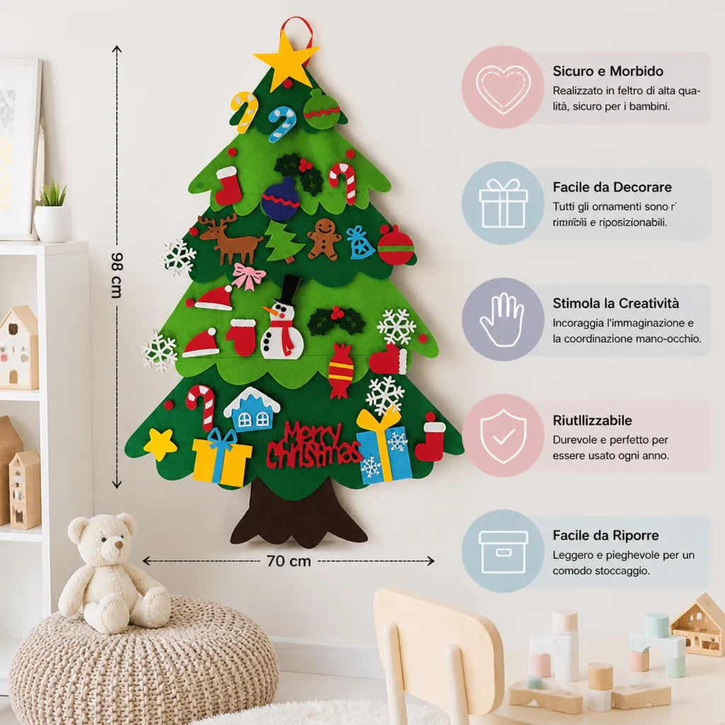 Christmas Tree Decorating Set Felt 32-Piece Repositionable Ornaments