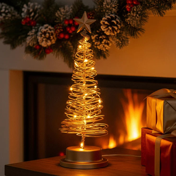 Christmas Tree Spiral Design Warm White LEDs Star Topper
