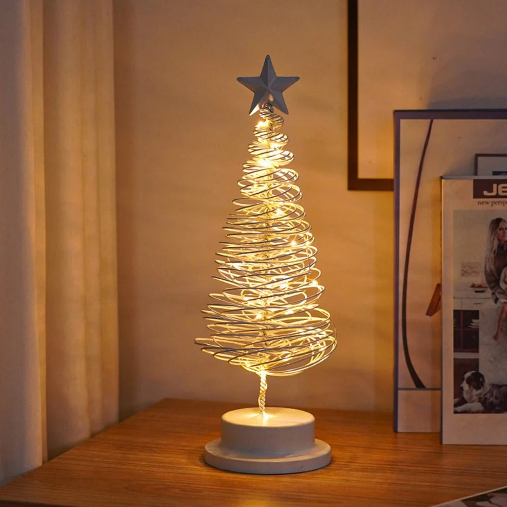 Christmas Tree Spiral Design Warm White LEDs Star Topper