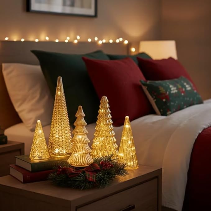 Christmas Trees Warm White LEDs Timer 5-Piece Set