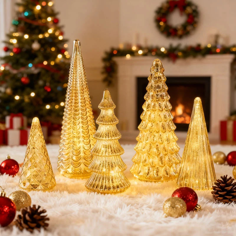 Christmas Trees Warm White LEDs Timer 5-Piece Set