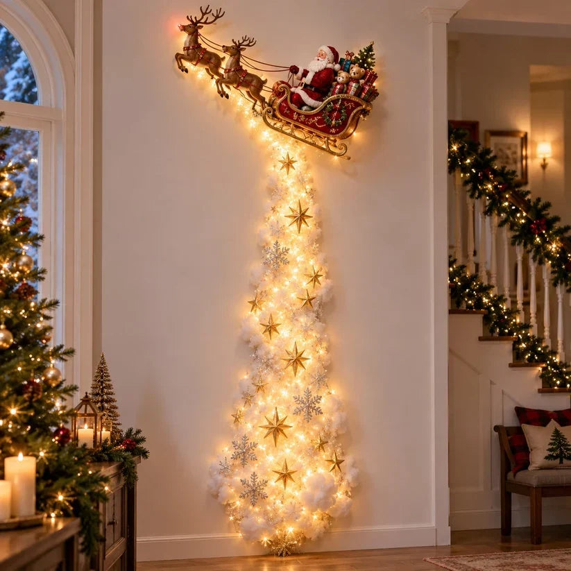 Christmas Wall Decoration Cascading Design Warm Golden Lights