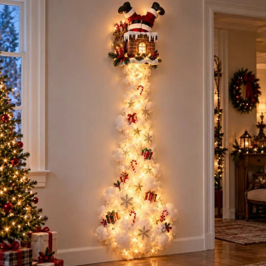 Christmas Wall Decoration Cascading Design Warm Golden Lights