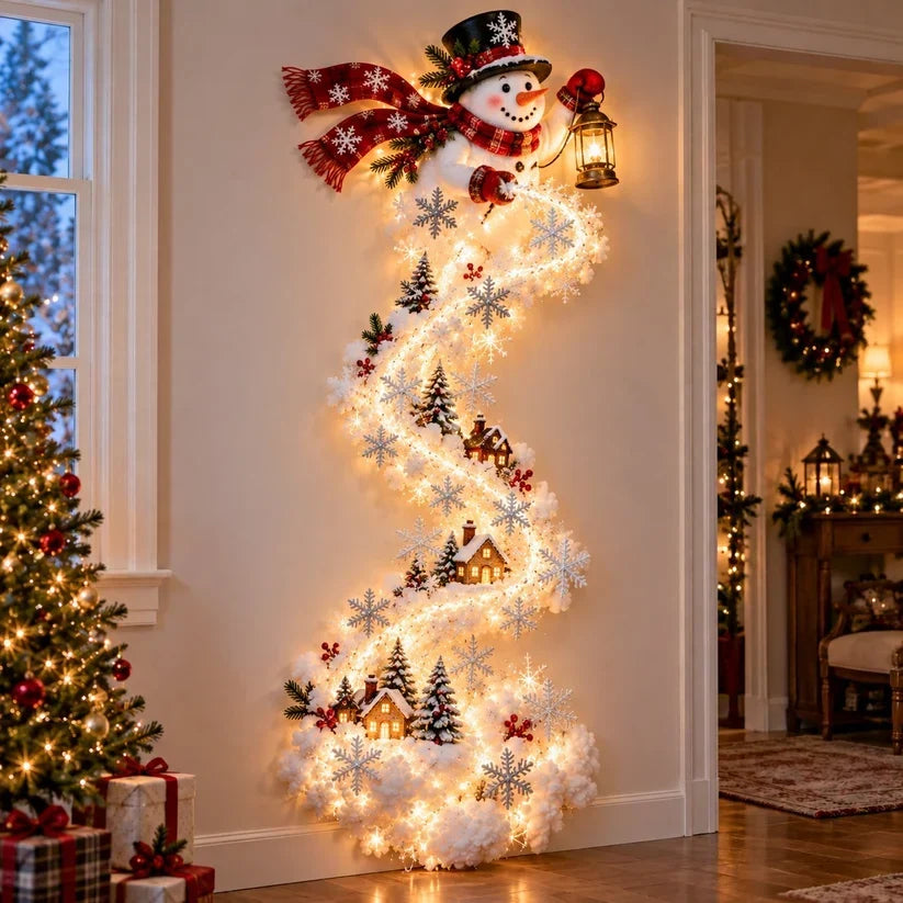 Christmas Wall Decoration Cascading Design Warm Golden Lights