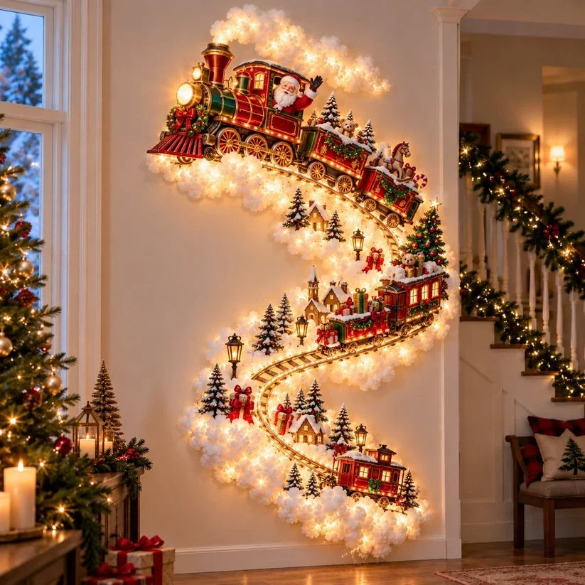 Christmas Wall Decoration Cascading Design Warm Golden Lights