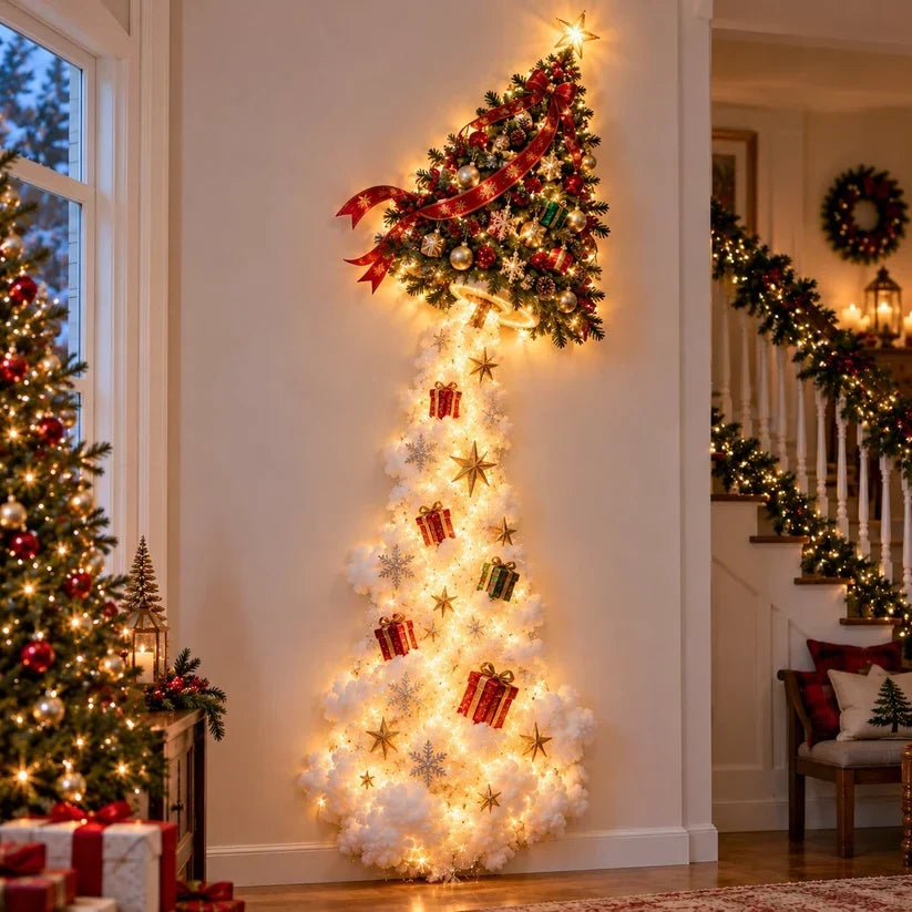 Christmas Wall Decoration Cascading Design Warm Golden Lights