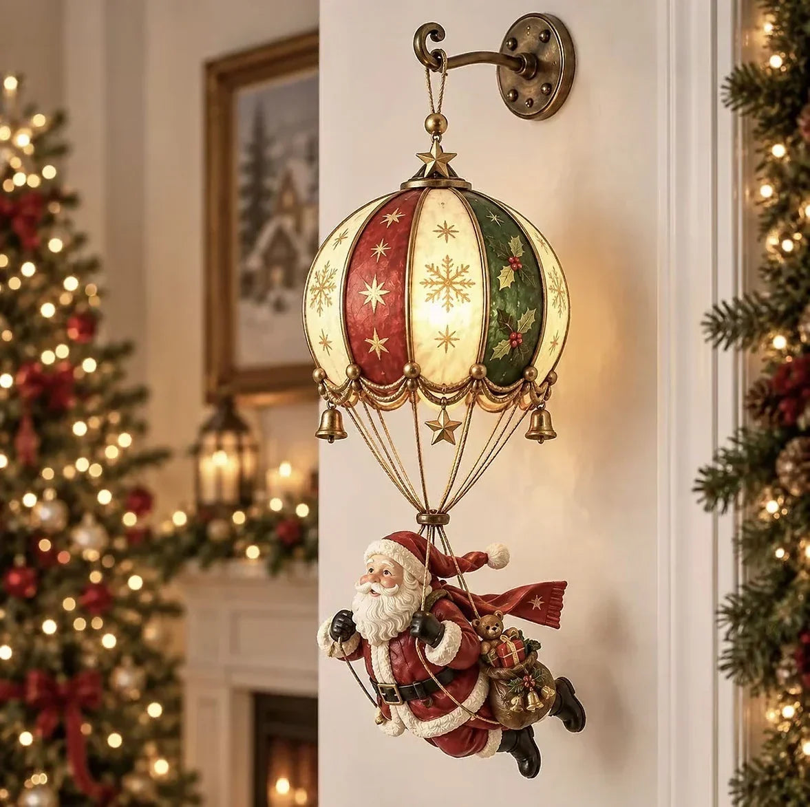 Christmas Wall Lamp Santa Balloon Warm White Light