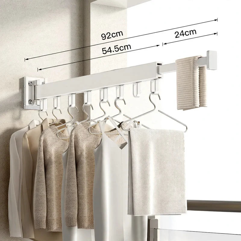 Clothes Drying Rod Wall-Mounted Aluminum Foldable